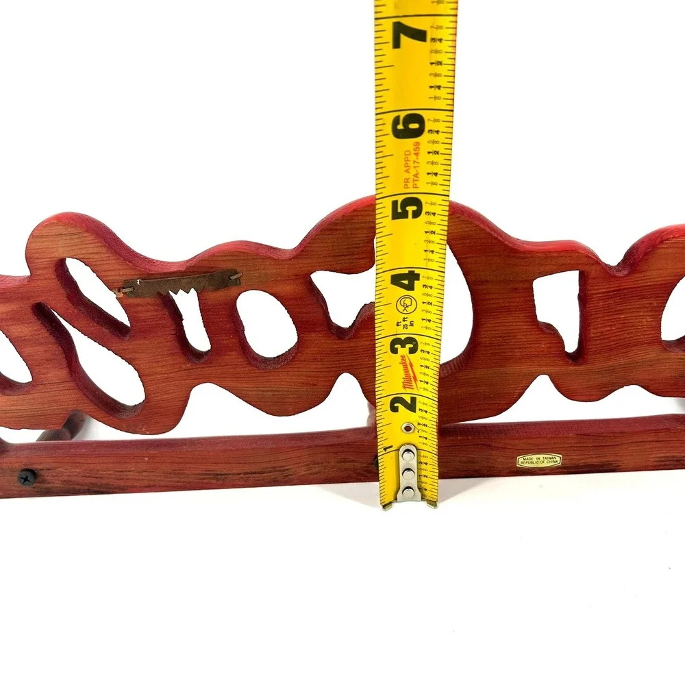 Vintage Cursive Coca-Cola Red Wood Wall Mounted Peg Rack Coat Hat Hanger